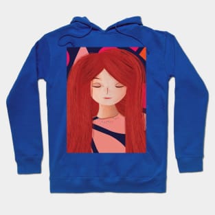 Optimistic girl with long red hair Hoodie
